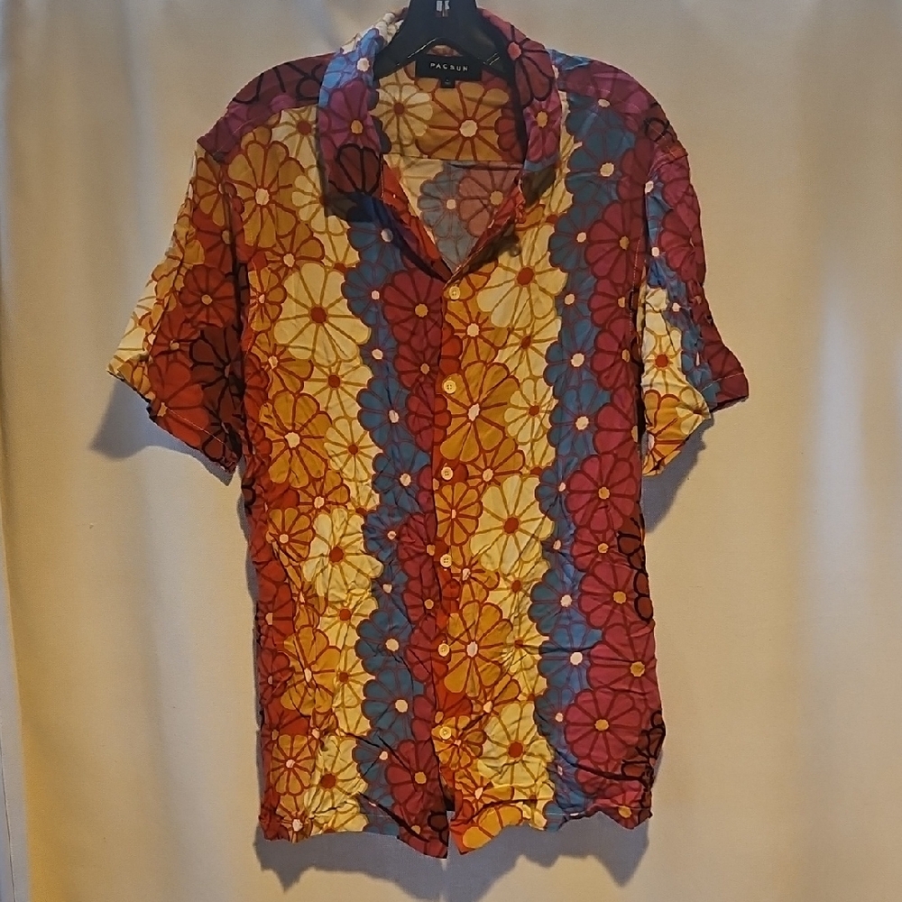 PacSun Red and Yellow Floral Shirt